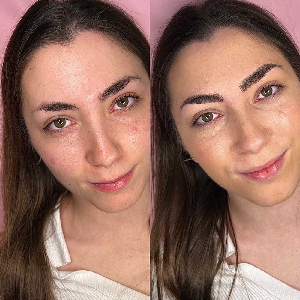 Raquel Ballester Centro Beauty chica con micropigmentación de cejas antes y después